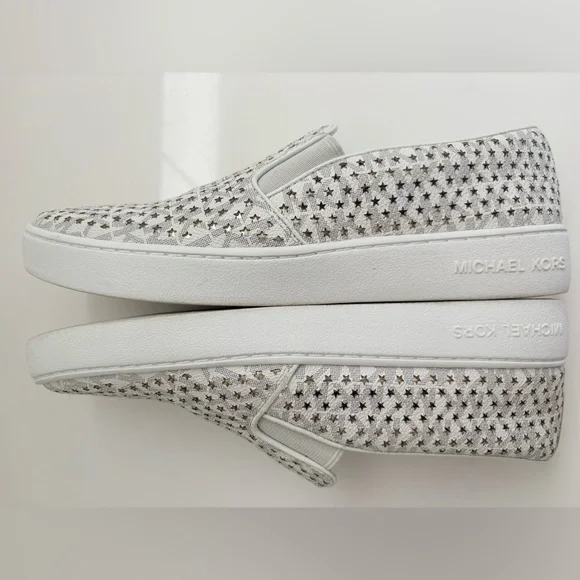 Michael Kors Women's Gold and White Slip-On Sneakers in size 8 - Picture 4 of 16